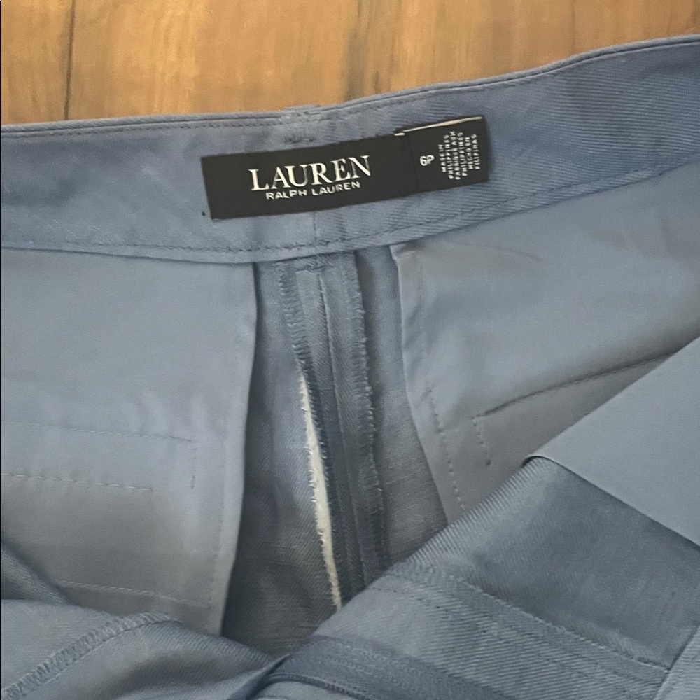 New Lauren Ralph Lauren Slate Blue Tailored Women's Shorts size 6 viscose+linen - Picture 8 of 10